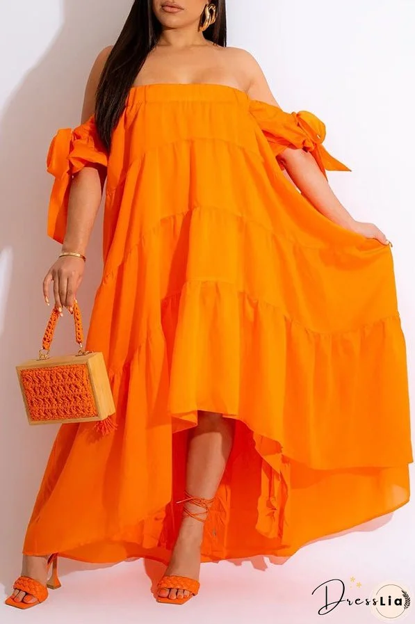 Off Shoulder Ruffled High Low Hem Maxi Dress