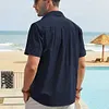 Gioiacombo&trade;  Camicia da uomo a maniche corte color block con revers