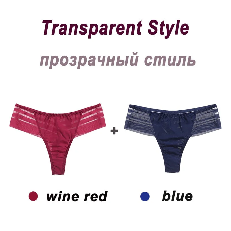 2PCS/Set Women's Panties Sexy Perspective Lace Panties Seamless  Ladies Underwear Female Underpants Cotton Crotch Lingerie M-XL