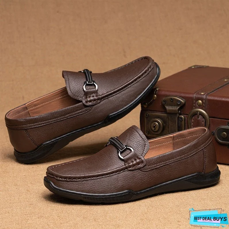 Men's Tods Summer Breathable Trendy First Layer Cowhide Loafers