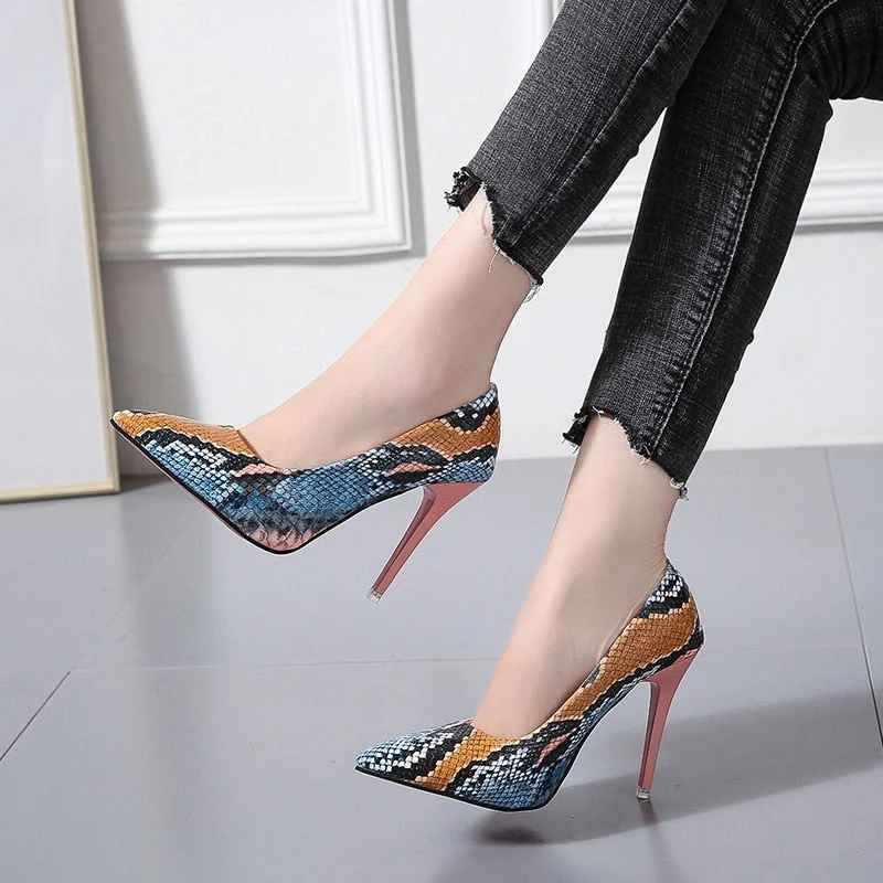 Big Size 34-42 Stiletto Heels Women Pumps Red Pointed Plaid Shoes Women Shallow High Thin Heels 2020 Party Wedding Shoes