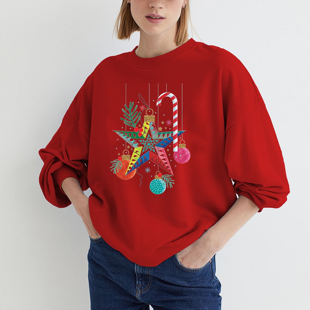 A floral print round neck hoodie for Christmas
