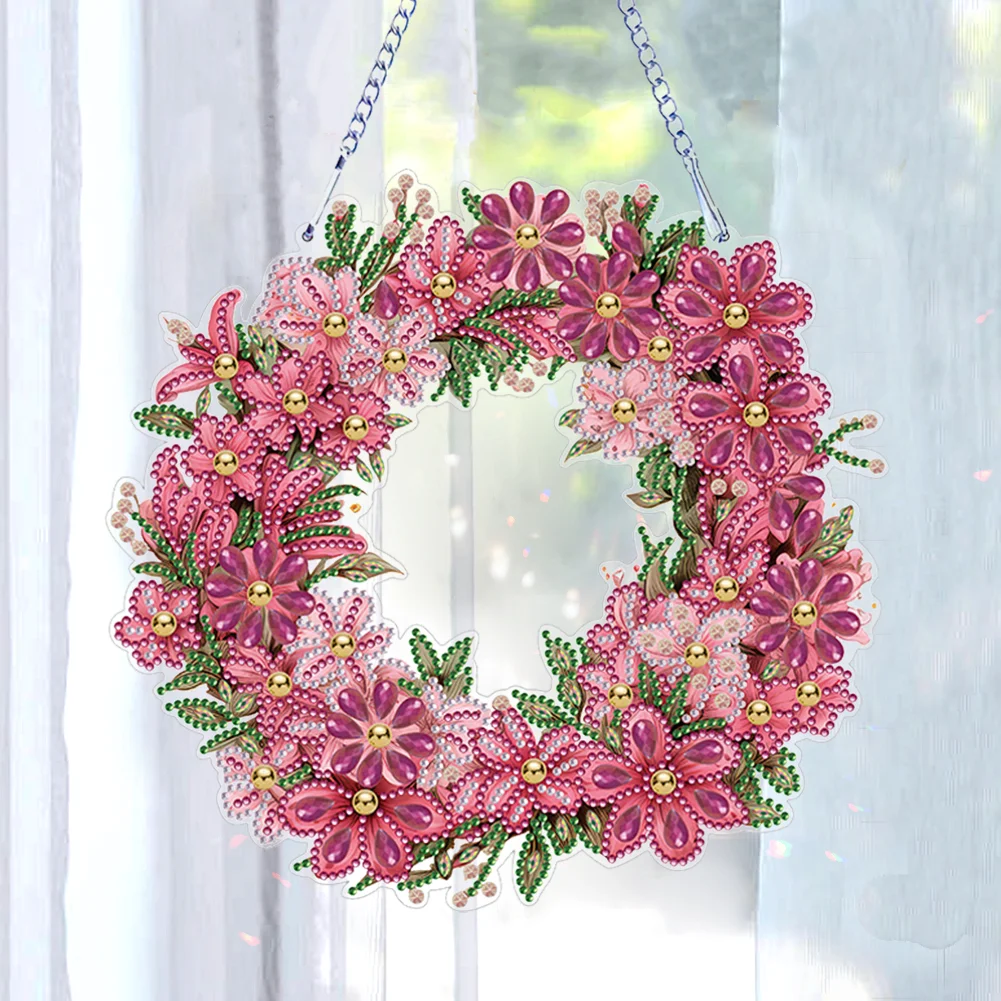 DIY Flower Wreath Acrylic Special Shaped Diamond Painting Wall Decor Wreath