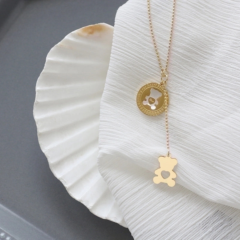 Sweet Bear 304 Stainless Steel Shell 18K Gold Plated Necklace