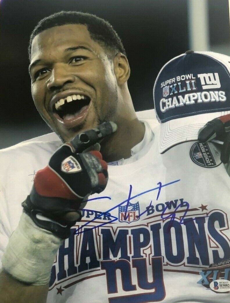 Michael Strahan signed autographed 11x14 Photo Poster painting Giants Hall of Fame Beckett COA