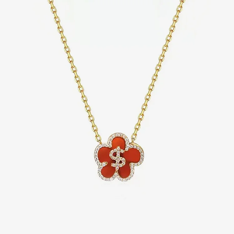 Money Loves Me Red Spinner Dollar Necklace