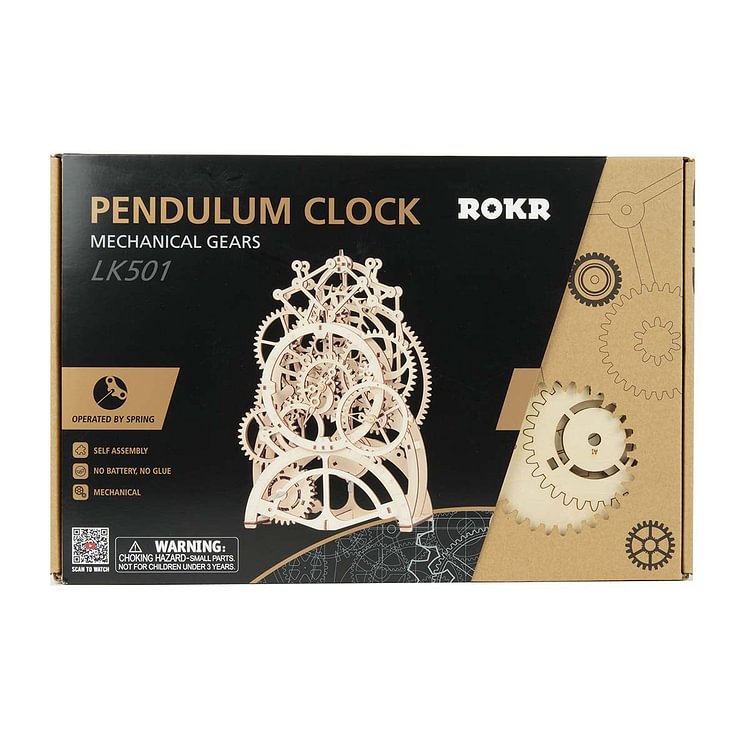 etiquette Catena toewijzing ROKR Pendulum Clock LK501 | Mechanical Gears 3D Wooden Puzzle