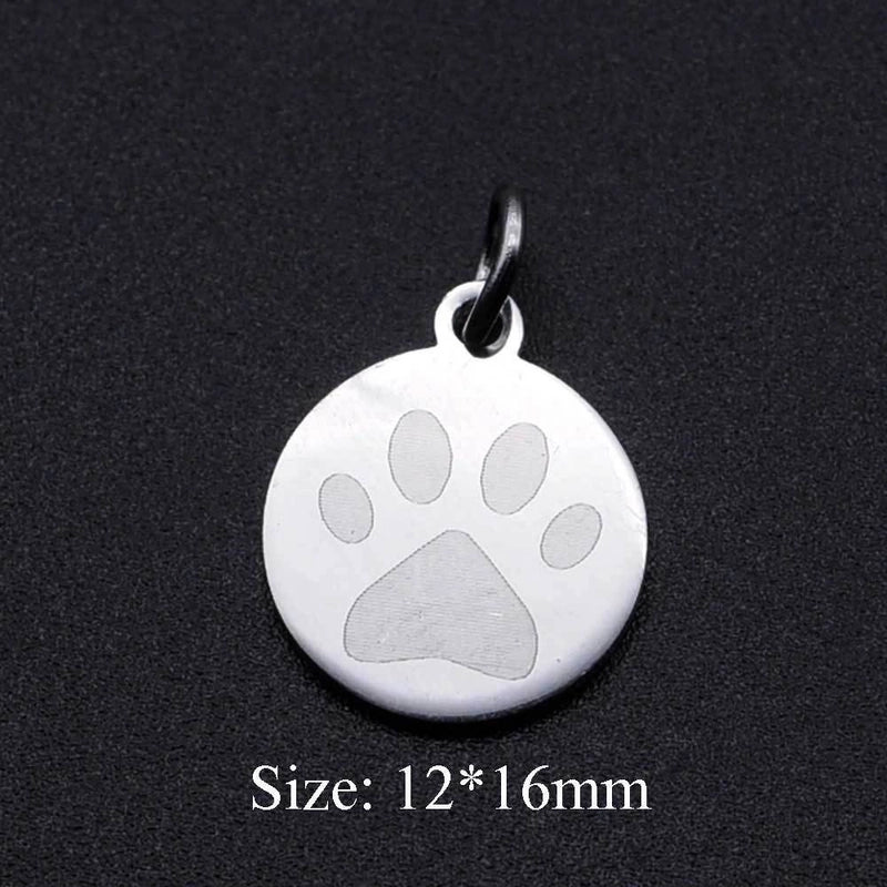 5 Pieces Stainless Steel 18K Gold Plated Round Paw Print