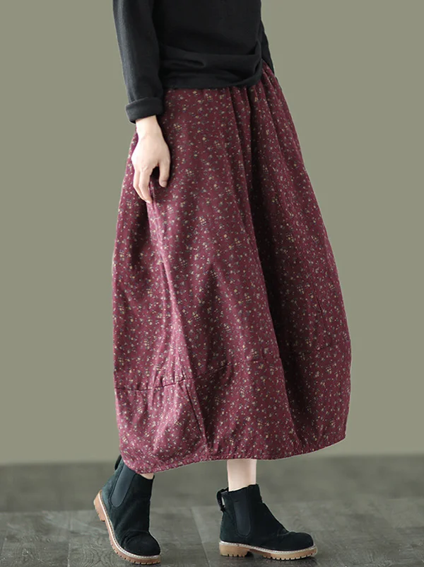 Vintage Quilted Floral Elasticity Skirt