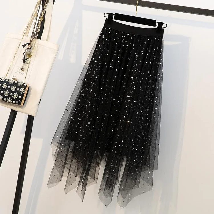 4 Colors Galaxy Paillette Irregular Skirt SP13687