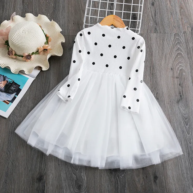 Uveng 1 2 3 4 5 Year White Dress for Girl Lace Tulle Baby Girl Clothes Birthday Party Princess Elegant Gown Flower Wedding Prom Dress