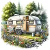 Camping en plein air-plein rond diamant peinture-30 * 30cm