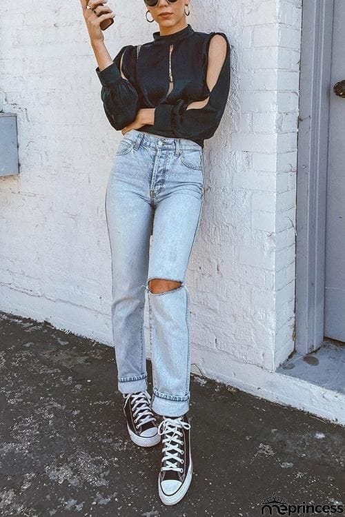 Cut Out Backless Lace Up Shirt