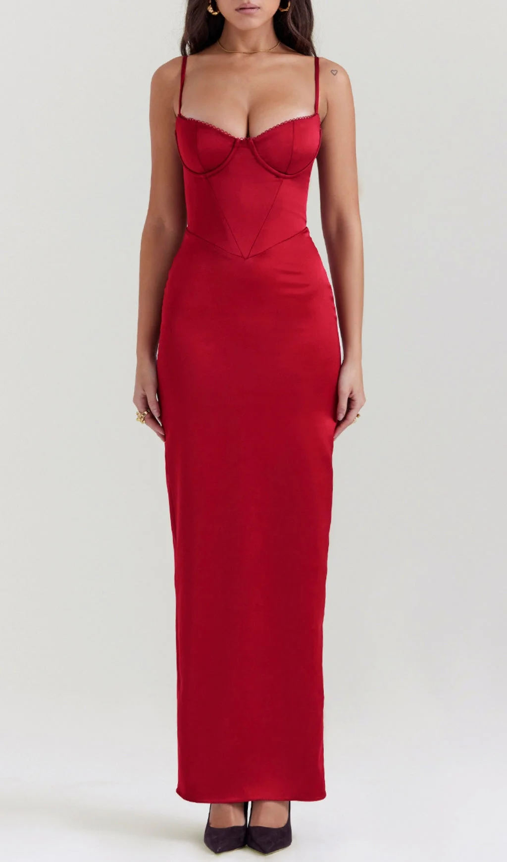 FASHIONSLEE CORSET MAXI DRESS IN RED