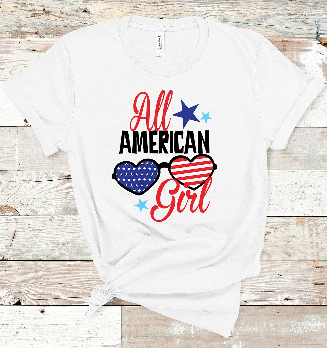 All American Girl Shirt July 4Th Kids America Merica Freedom Stars And Stripes Top Tees