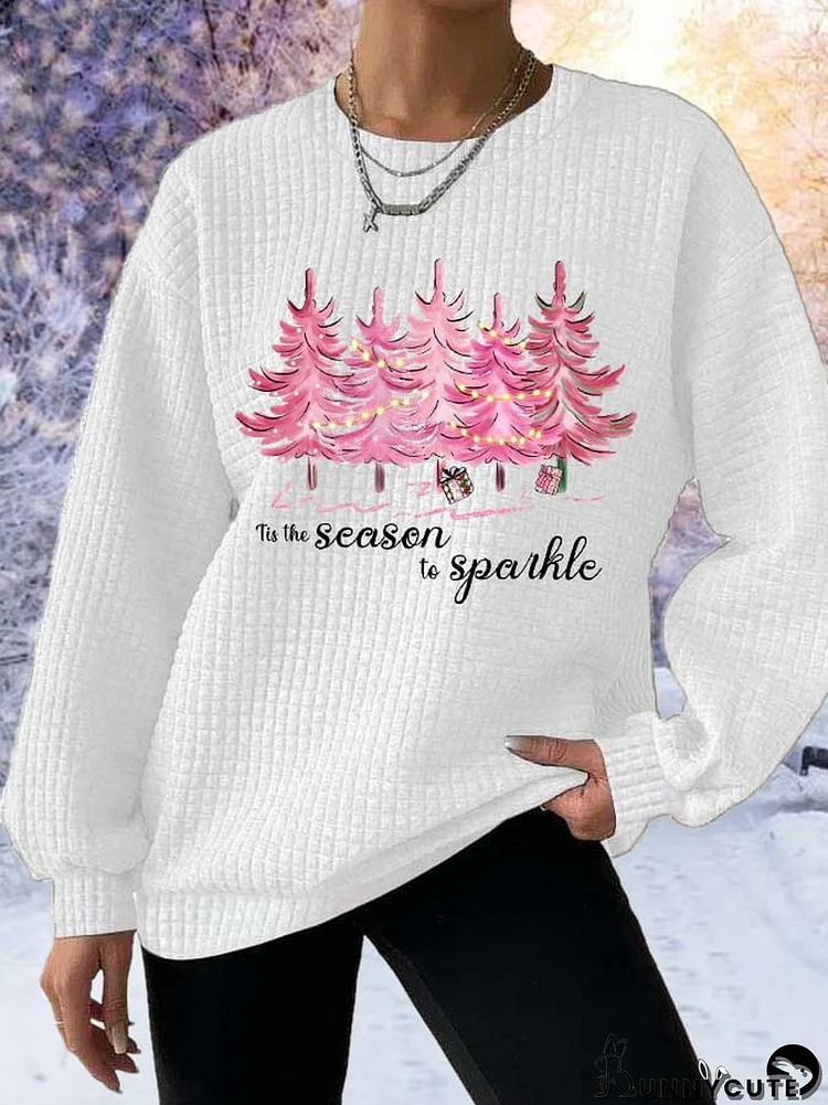 Women's tis the season to sparkle Christmas tree waffle sweatshirt