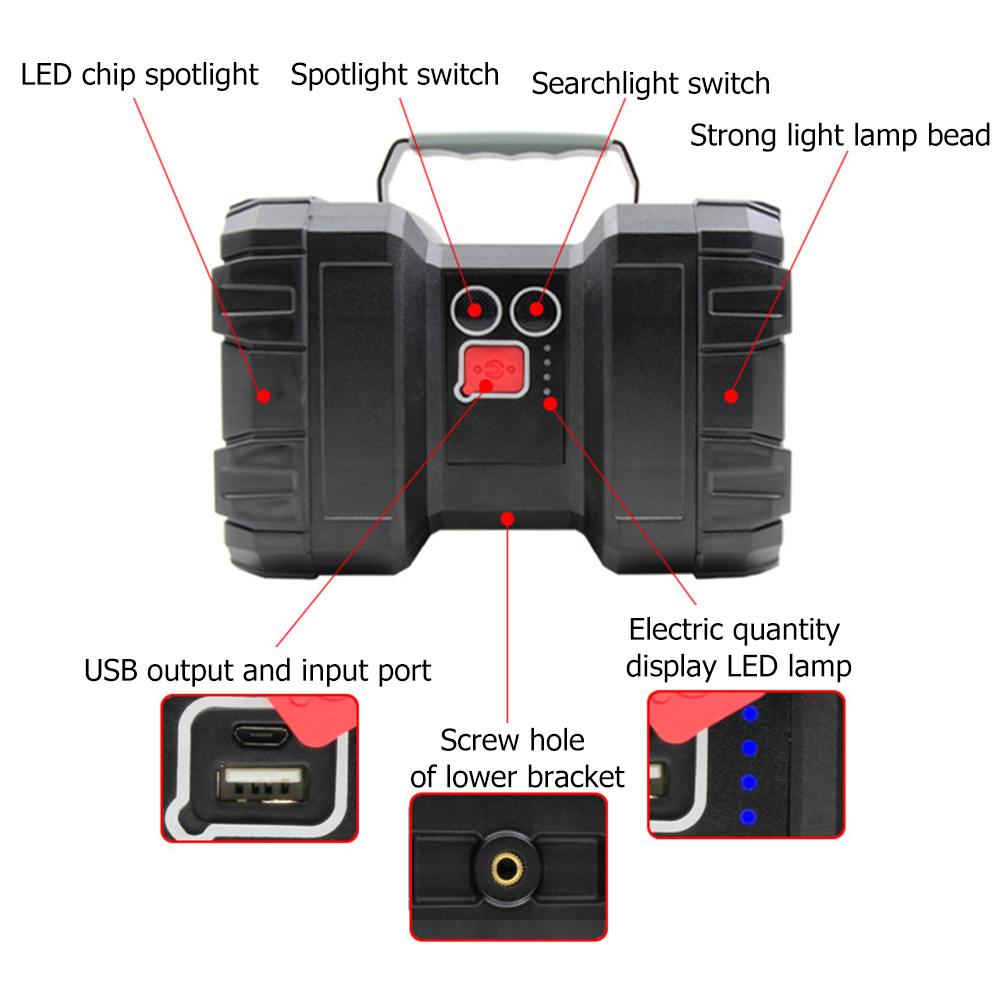 

P70 Super Bright Flash Por Recharge Spot Double Head Light, W845, 501 Original