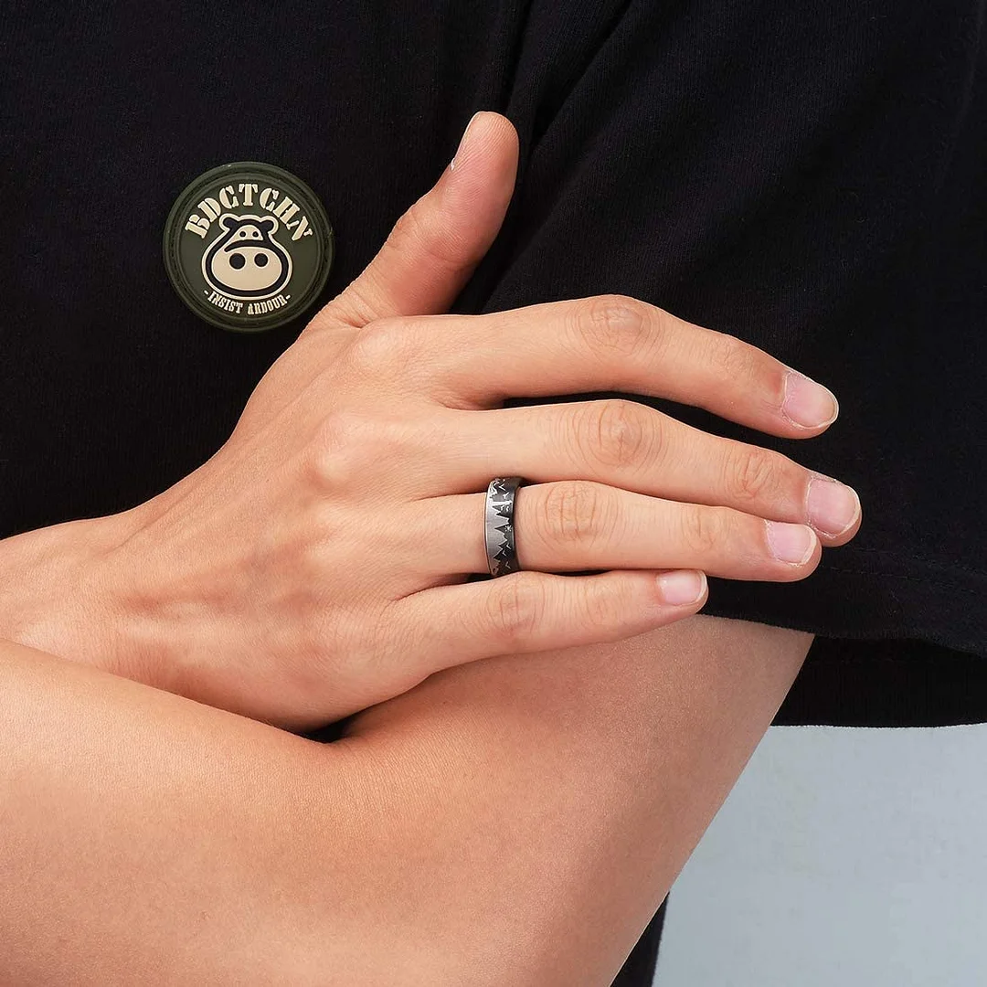 4MM 6MM 8MM 10MM Women Mens Tungsten Carbide Ring Laser Seagull Pattern Black High Polished Tungsten Carbon Fiber Wedding