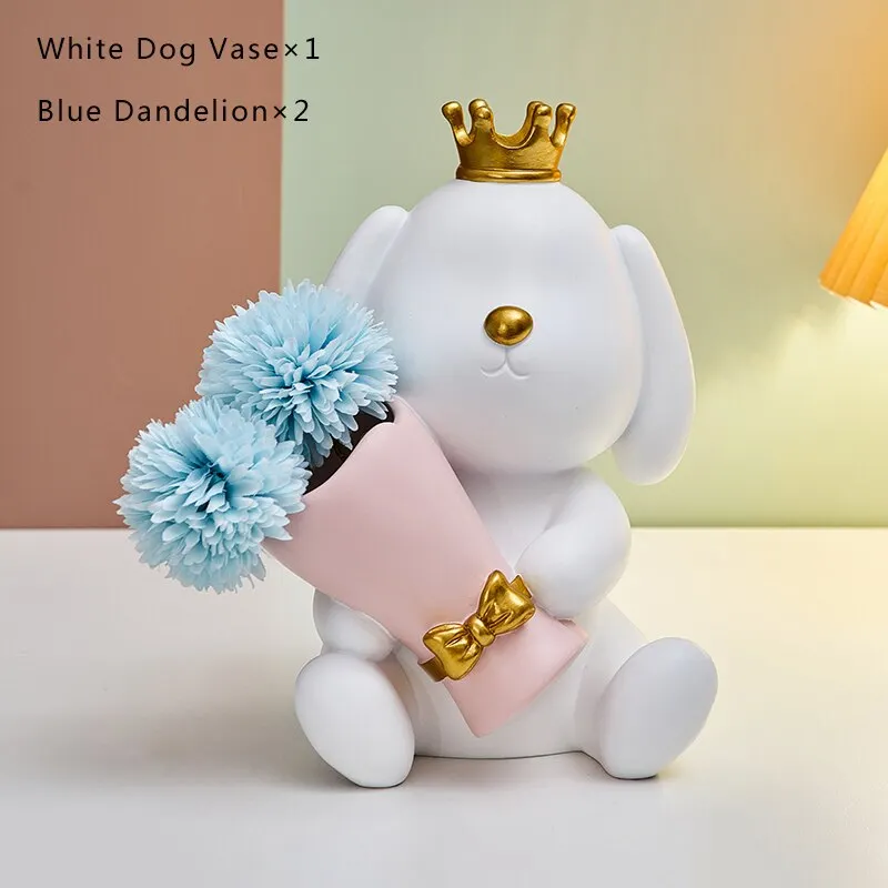 Nordic Decorative Vase Creative Crown Puppy Mini Vase Dried Flowers for Decoration Wedding Centerpiece Home Decor Modern Gift