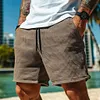 Men's Vintage Waffle Knit Surf Brown Elastic Drawstring Walkshort Shorts by Inlyline