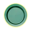 10 Pack | Regal 10" Hunter Emerald Green and Gold Plastic Dinner Plates - Round