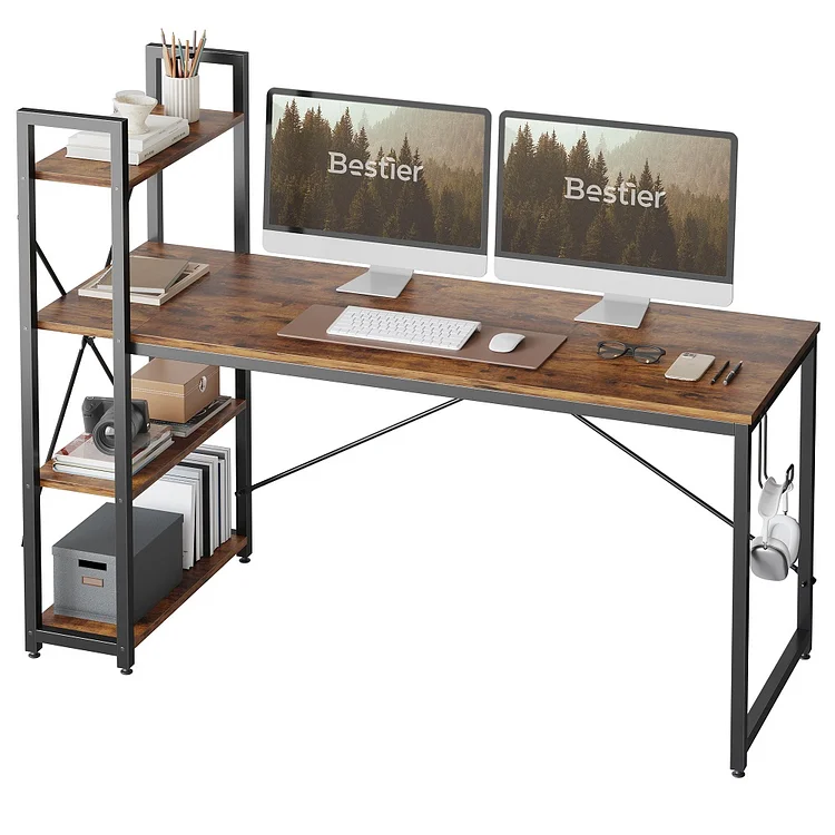 Bestier 63 inch Computer Desk with Storage Shelves