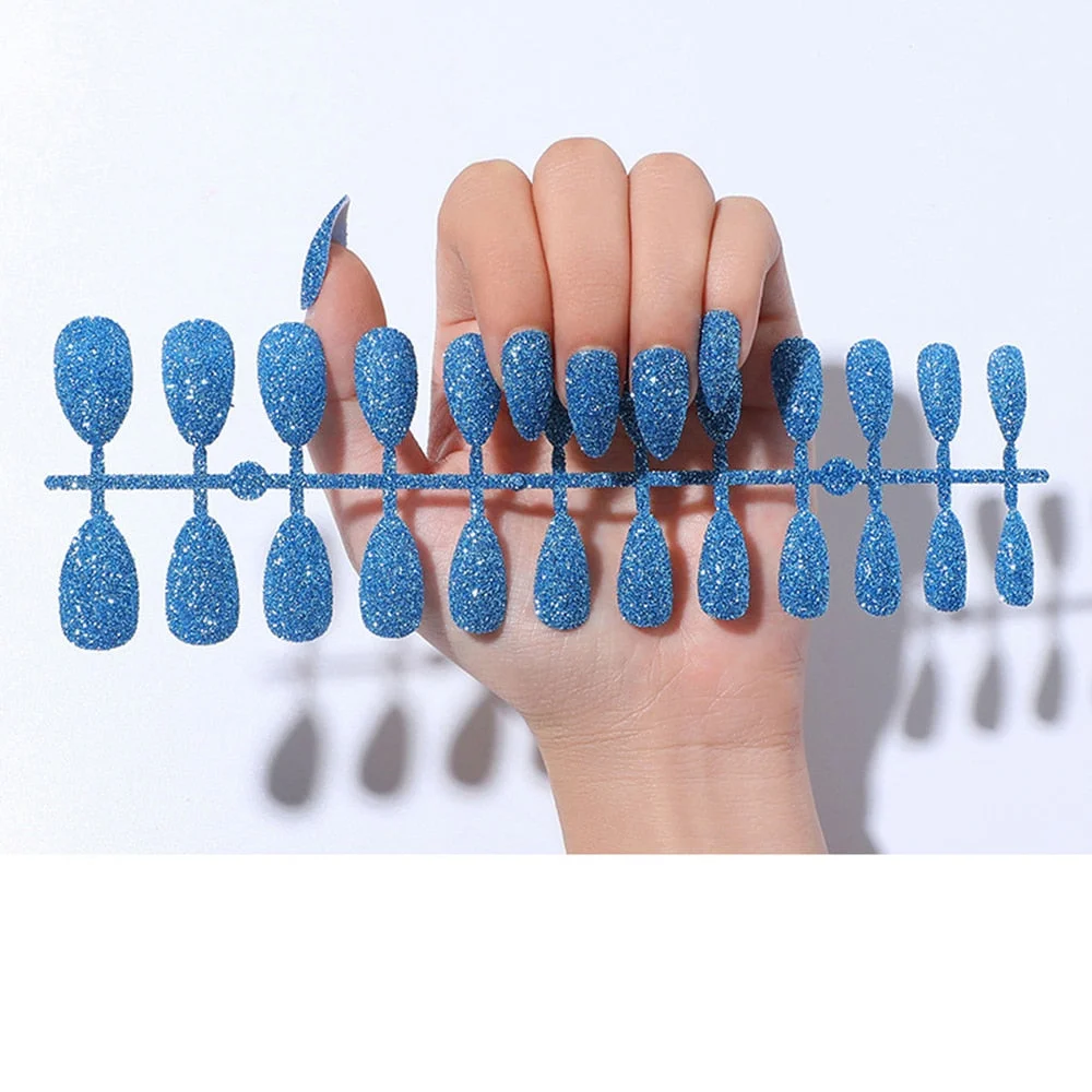 24pcs Glitter Detachable False Nails Ballerina Pink Wearable Fake Nails Full Cover Nail Tips fake nail with design Manicure Tool 928-1-Nail Inspo