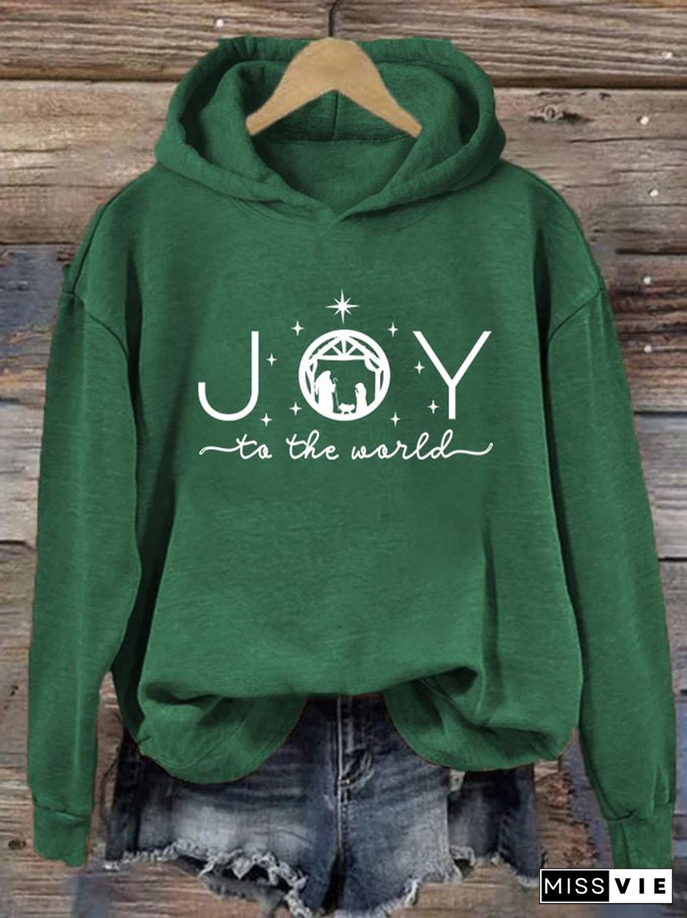 Women's Joy To The World Printed Hoodie