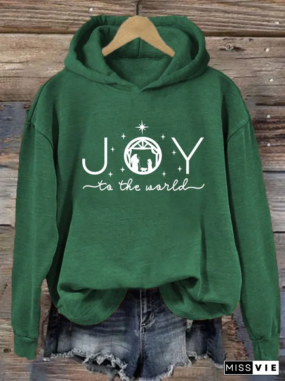Women's Joy To The World Printed Hoodie