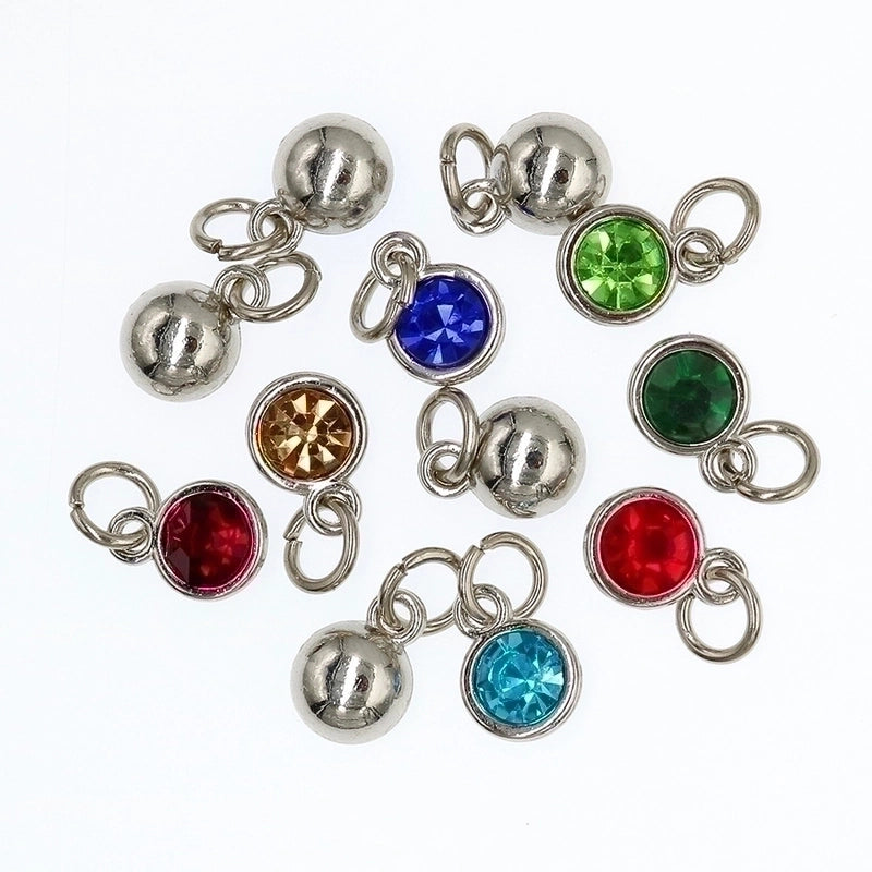 Diamond-encrusted Twelve Birthstone Colored Glass Pendant Necklace Jewelry DIY Pet Alloy Accessories Jewelry