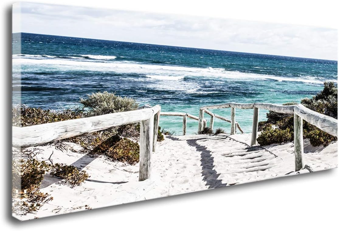 DZL Art S74275 Rottnest Island Beach Seascape Painting Sea Nature Pictures Wall Art Canvas Prints Painting Ready to Hang for Living Room Bedroom Decor Office Wall Decor Home Decoration Rottnest Island Beach