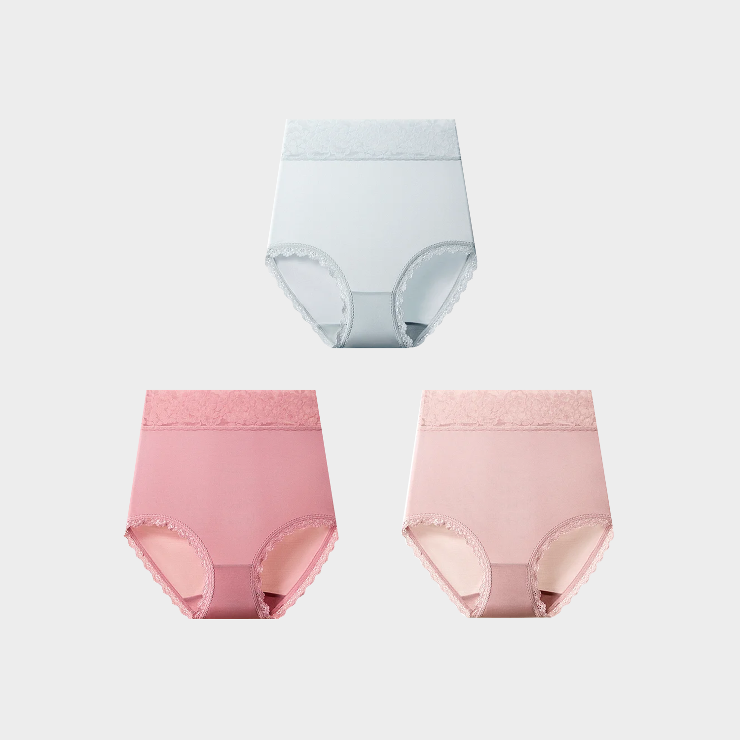 100 Mulberry Silk Lace Briefs  High Waisted 3-Pack REAL SILK LIFE