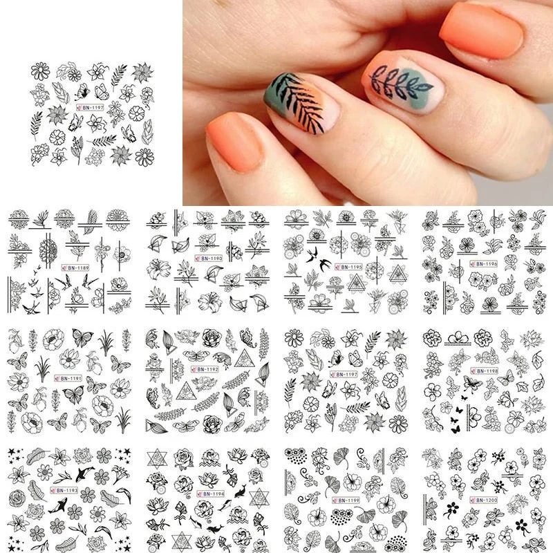 12Pcs/Set Heart Shaped Lips Designs Water Decals English Love Letter Stickers For Nails Nail Art Decoration Sliders Manicure DIY