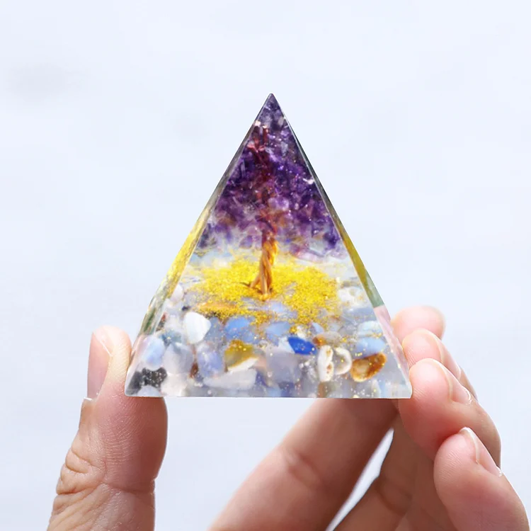Crystal Pyramid Meditation Healing Home Office Art Decoration Figurine (C)