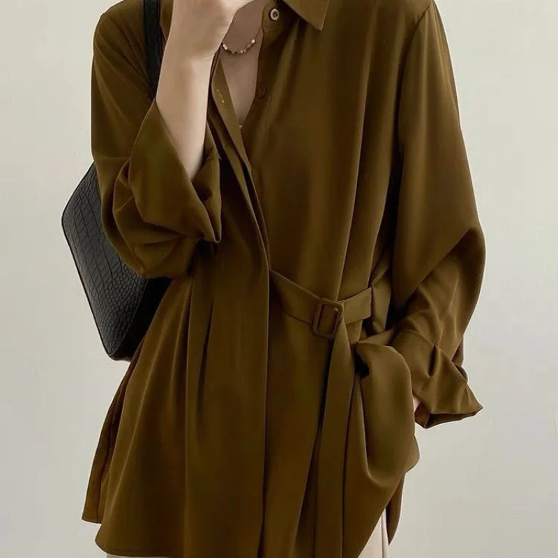 Athvotar Athvotar With Hanging Shirt Woman 2025 Spring And Autumn Lazy Wind French Shirt Design Small Family Long-Sleeved Shirt