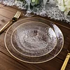 10 Pack | Clear Hammered 9" Round Plastic Dinner Plates With Gold Rim, Disposable Party Plates