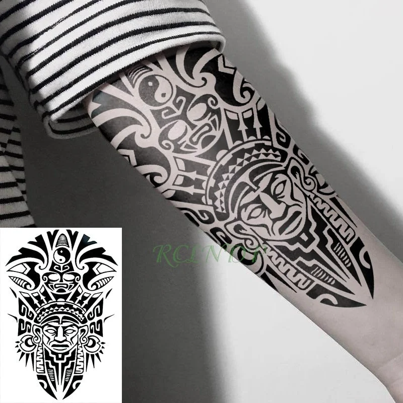 Waterproof Temporary Tattoo Sticker Tribal Totem Fake Tatto Flash Tatoo on Body Back Leg Arm belly large size for Women Men girl