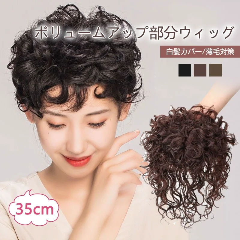 「白髪対策　薄毛対策」ドーリーカール部分ウィッグ　ヘアピース