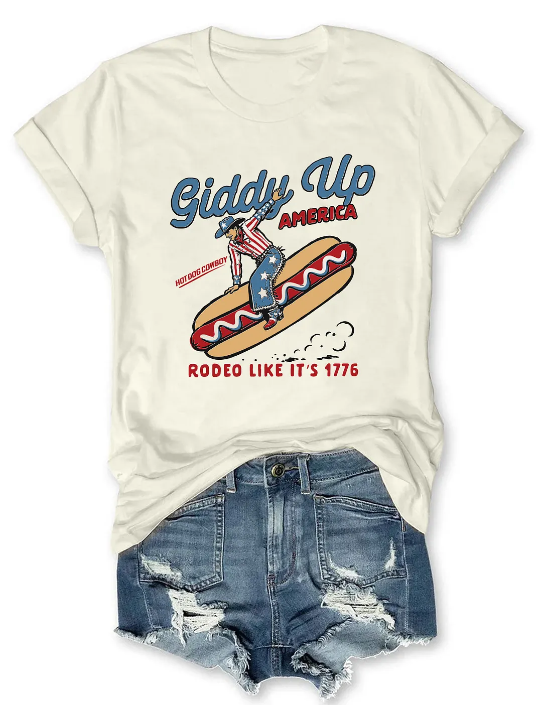 Giddy Up America Cowboy Hot Dog T-shirt