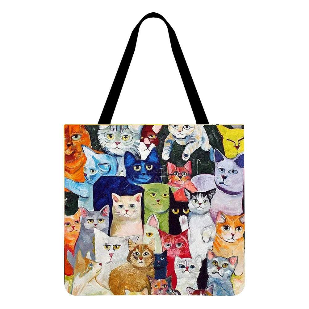 Linen Tote Bag-Cats