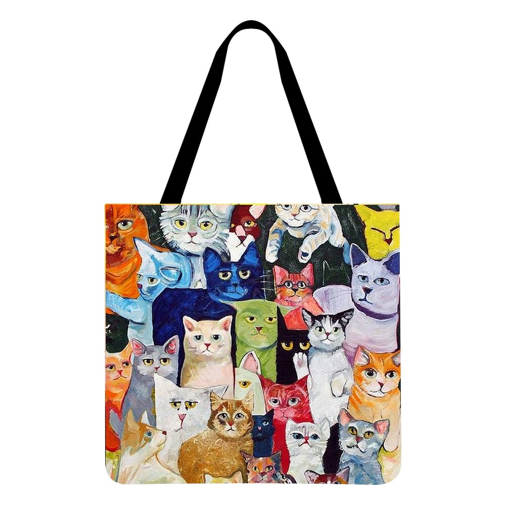 Linen Tote Bag-Cats