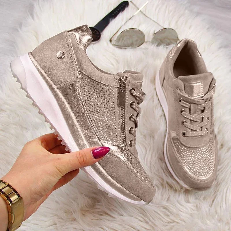 Qengg Women's Casual Sneakers Vulcanize Shoes Sequins Shake Shoes Fashion Girl Sport Shoes Woman Sneakers Outdoor Shoes Woman Footwear