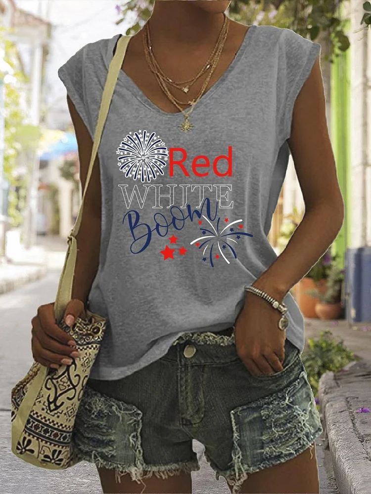 American Independence Day V Neck T-shirt Tees-014104