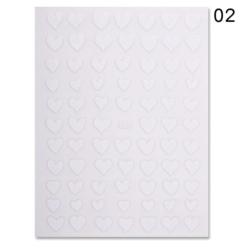 1PC Golden Heart Designs Nail Art 3D Stickers Decals Valentine's Day Black White Red Adhesive Sticker Decoration For Manicures