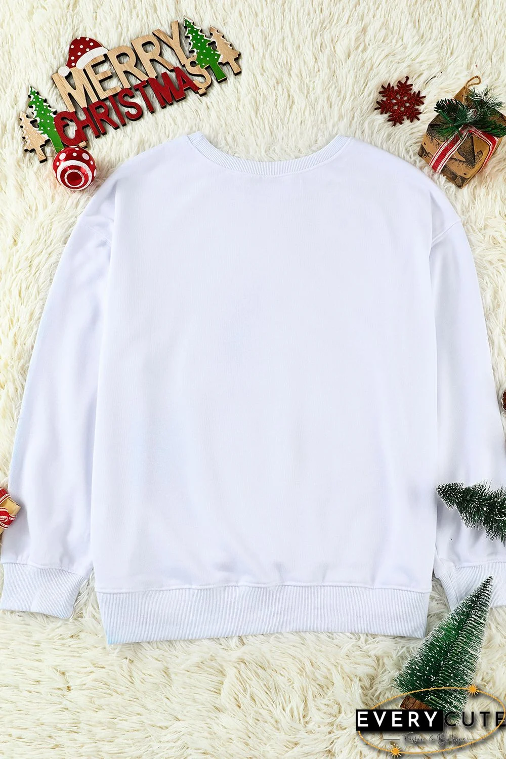 White Leopard Snowflake Pullover Sweatshirt