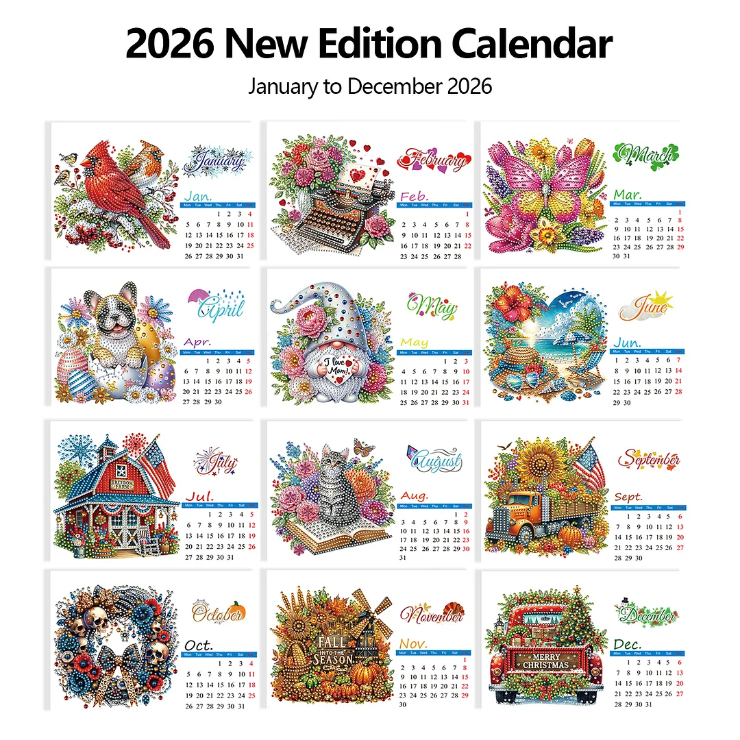 5D/DIY Calendar Crystal Painting Desk Calendars Kit Diamond Painting Calendar