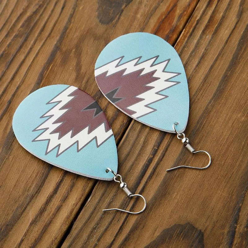 Geometric Drop Leather Earrings