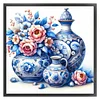 Blue And White Porcelain And Flowers-11CT Stamped Cross Stitch 40*40cm/15.75*15.75in
