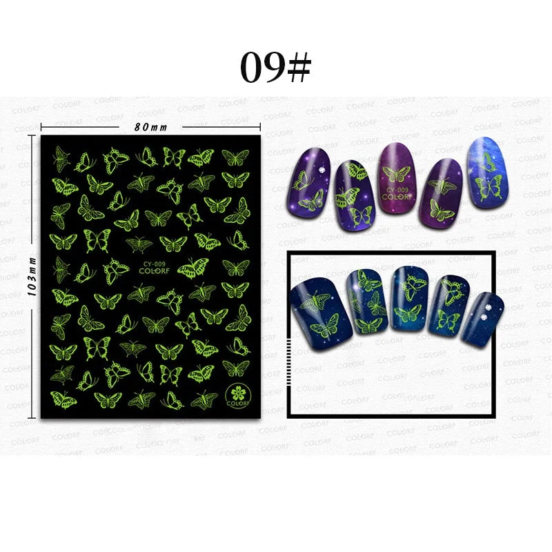 1 Sheet 3D Halloween Nail Sticker Christmas Skull Bone Snake Butterfly Maple Leaf Pattern Decals Manicures 3D Nail Decorations
