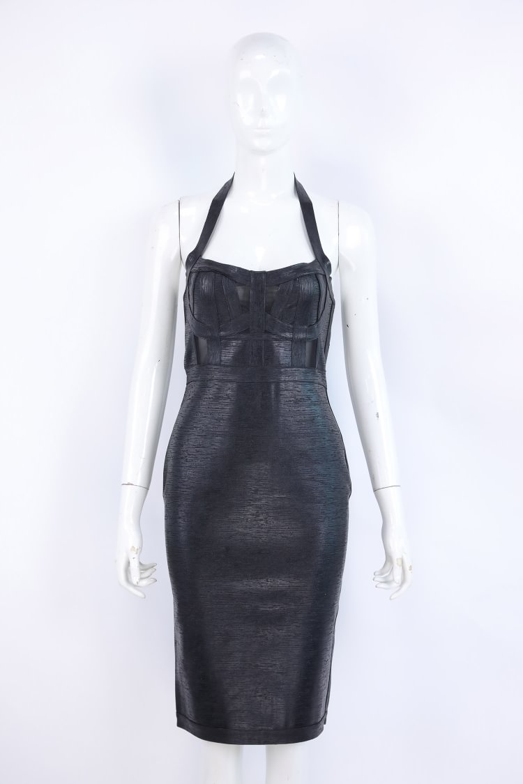 Halter PU Leather Bandage Dress Size M L